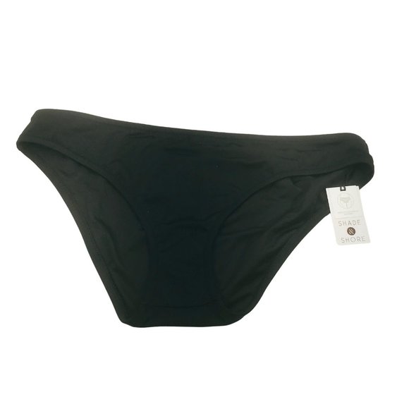 Shade And Shore Women's Sz Large 12-14 High Leg Cheeky Bikini Swim Bottom Black - Picture 1 of 8